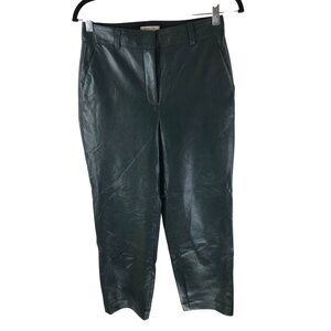 Aritzia Babaton Command Cropped Ultra Soft Vegan Leather Pants Dark Green 4